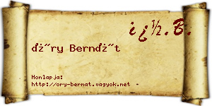 Őry Bernát névjegykártya